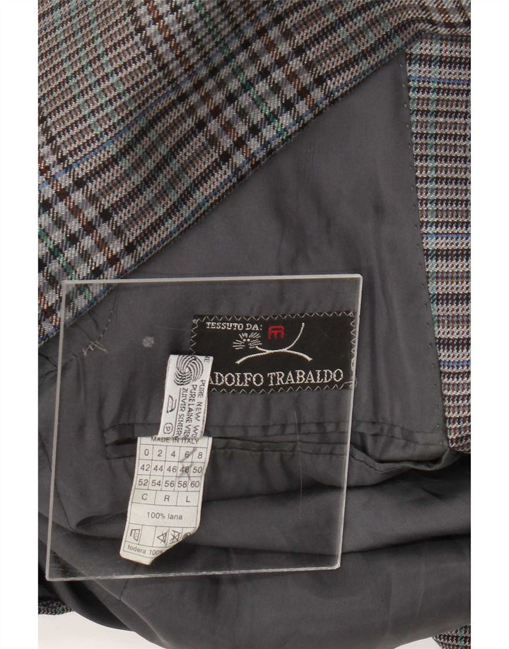 Adolfo Trabaldo Herren 2-Knopf-Blazerjacke IT 48 mittelgrau karierte Wolle