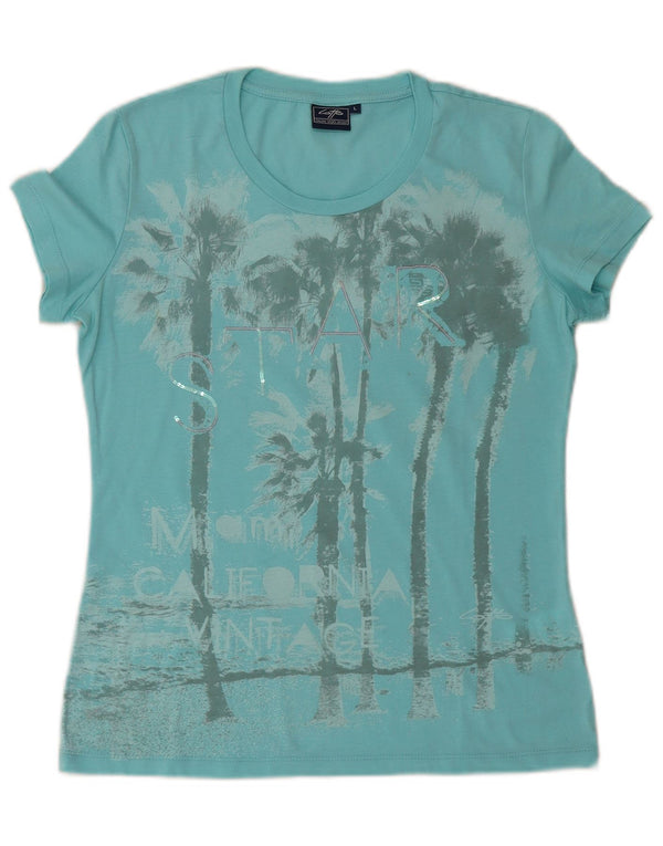 Lotto Grafik-T-Shirt für Damen, UK 14, Größe L, Blau, Baumwolle
