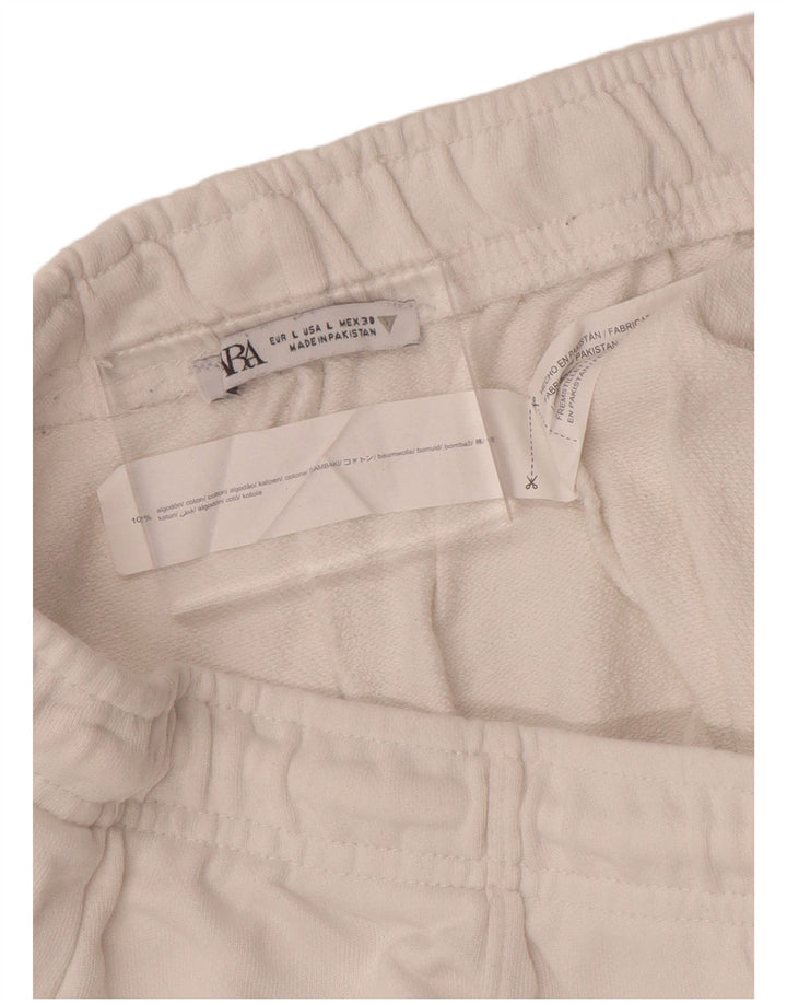 Zara Damen-Trainingshose, UK-Größe 46, Größe L, weiße Baumwolle