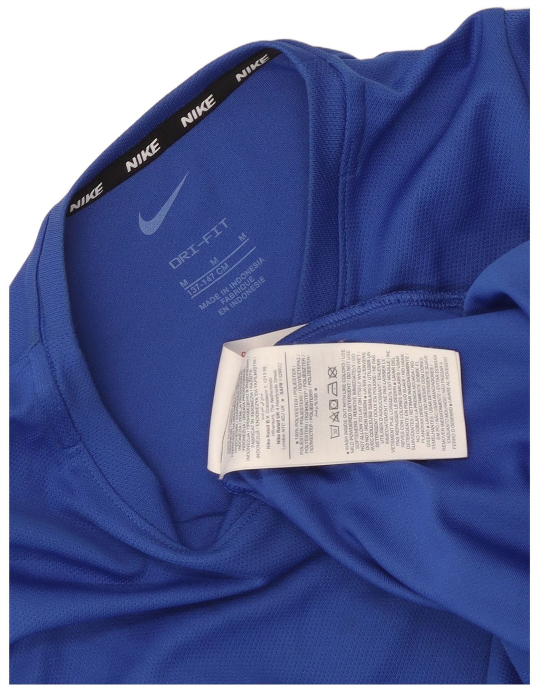 Nike Dri Fit T-Shirt-Oberteil für Jungen, 10–11 Jahre, mittelblaues Polyester