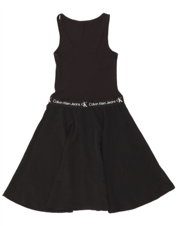 Calvin Klein Damen Ärmelloses, grafisches A-Linien-Kleid, Größe S, Schwarz, Modal