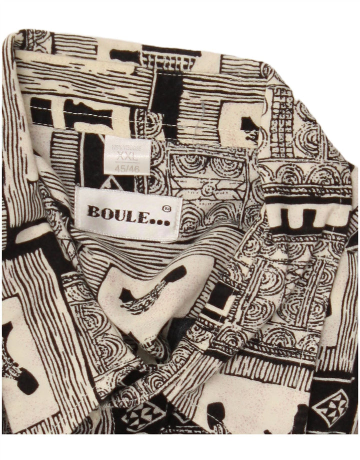 BOULEE Herren Kurzarmhemd Größe 45/46 2XL Schwarz Patchwork Viskose