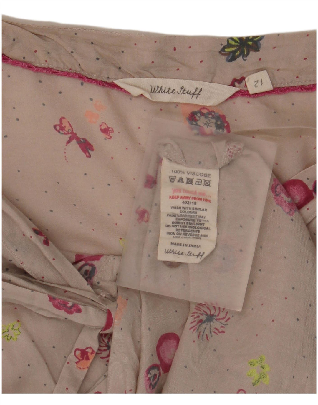White Stuff Damen-Hemdbluse, UK 12, mittelbeige, geblümte Viskose