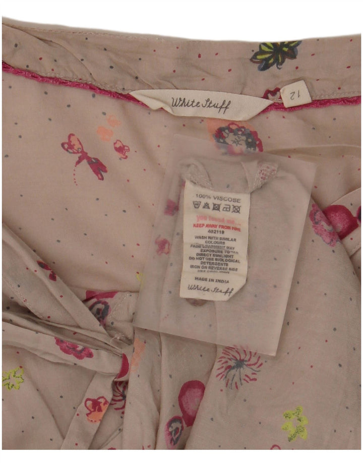 White Stuff Damen-Hemdbluse, UK 12, mittelbeige, geblümte Viskose