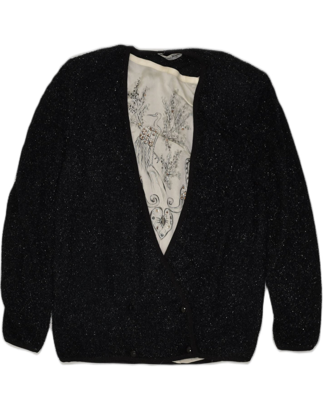 VINTAGE Womens 2 Button Blazer Jacket UK 16 Large Black Flecked Polyester | Vintage Vintage | Thrift | Second-Hand Vintage | Used Clothing | Messina Hembry 