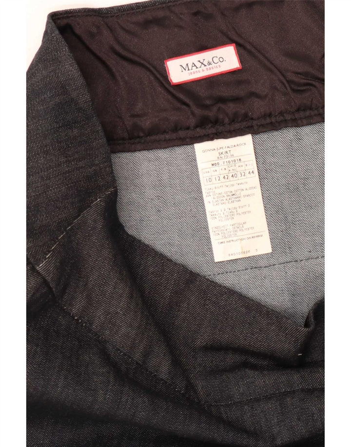 Max & Co. Damen Mini-Stufenrock UK 12 Medium W32 Marineblaue Baumwolle