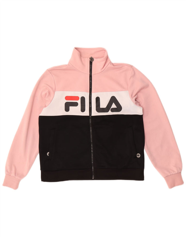 Fila Damen-Trainingsanzugoberteil mit Grafik, UK 14, mittelrosa, Farbblock