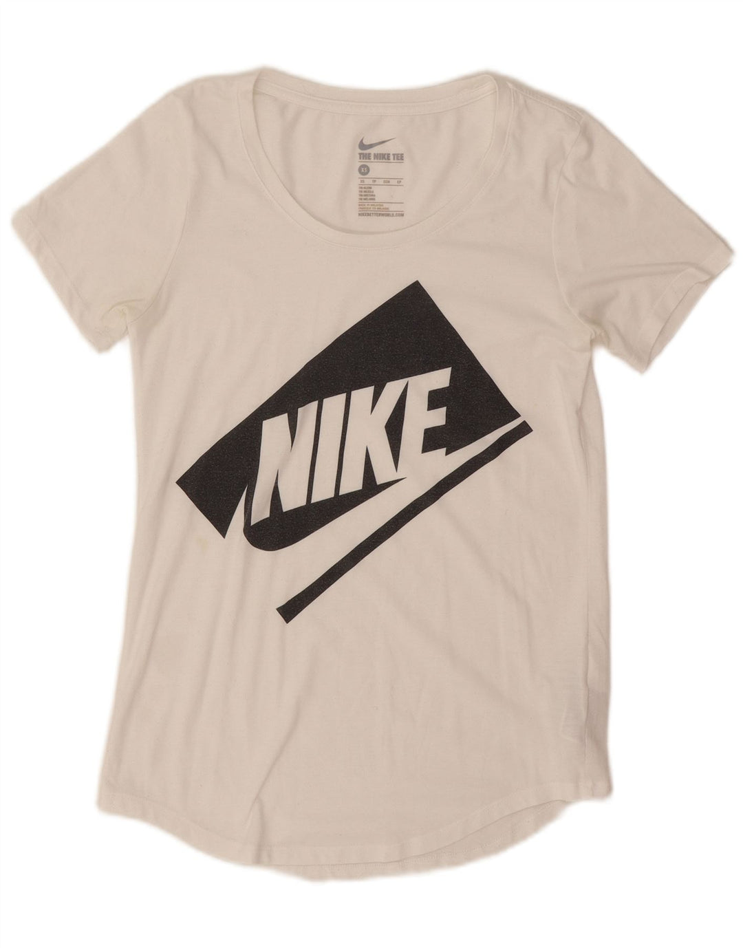 Nike Damen-T-Shirt in Übergröße mit Grafik, UK 6, XS, Weiß, Polyester