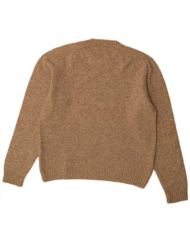 Zara Herren-Pullover mit Rundhalsausschnitt, groß, beige gesprenkelte Wolle