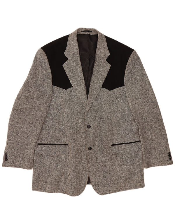 STOCKERPOINT Herren-Blazer mit 2 Knöpfen, UK 44, 2XL, graue Colourblock-Wolle