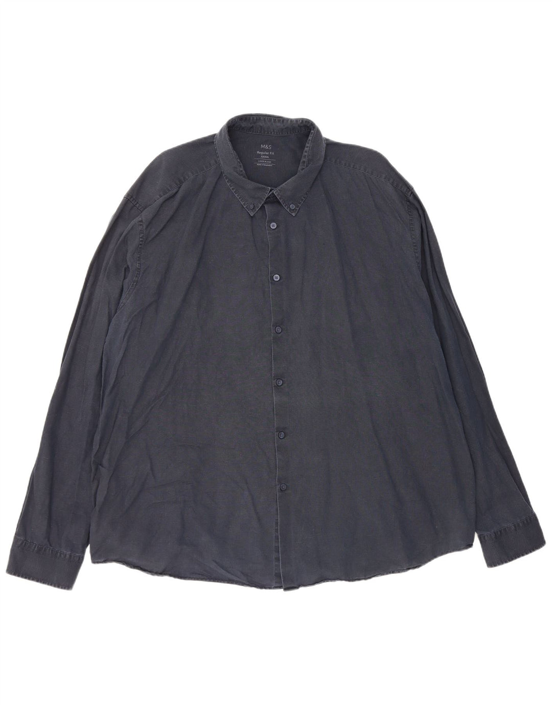 Marks & Spencer Herren-Hemd, reguläre Passform, 4XL, Marineblau, Leinen