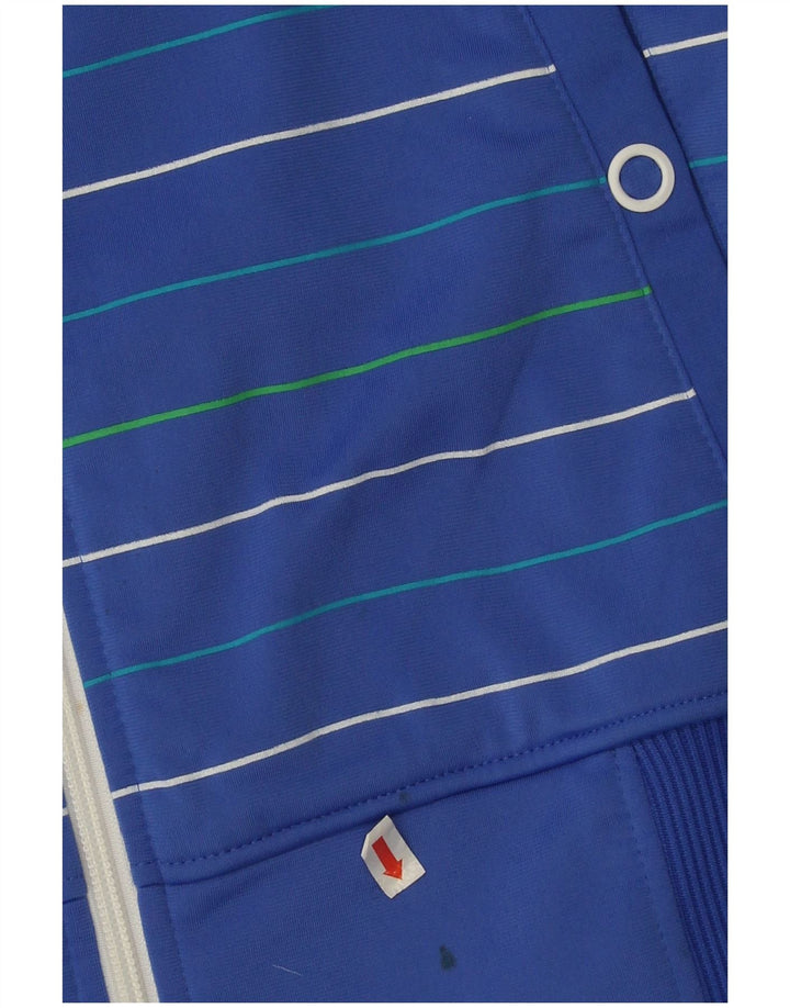 Adidas Herren-Trainingsanzug-Top-Jacke aus mittelblau gestreiftem Polyester