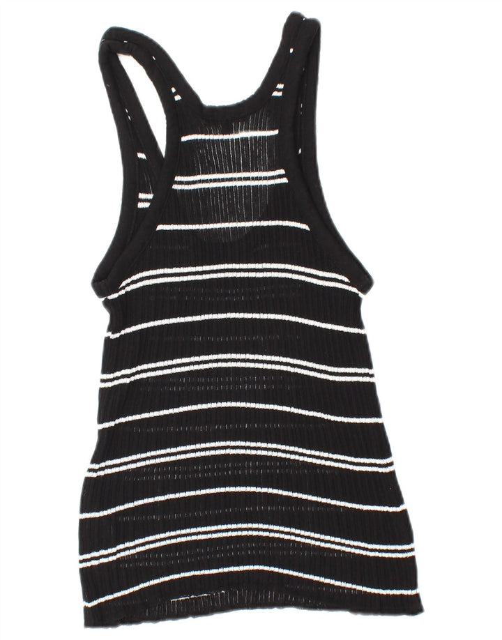 MASSIMO DUTTI Womens Vest Tank Top UK 12 Medium Black Striped Viscose