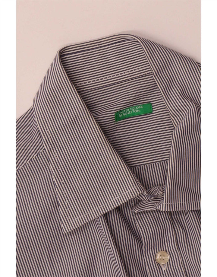 Benetton Herrenhemd Medium Navy Blue Nadelstreifen
