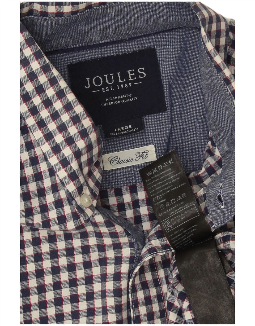 Joules Herren-Hemd mit klassischer Passform, groß, marineblau, Gingham-Baumwolle