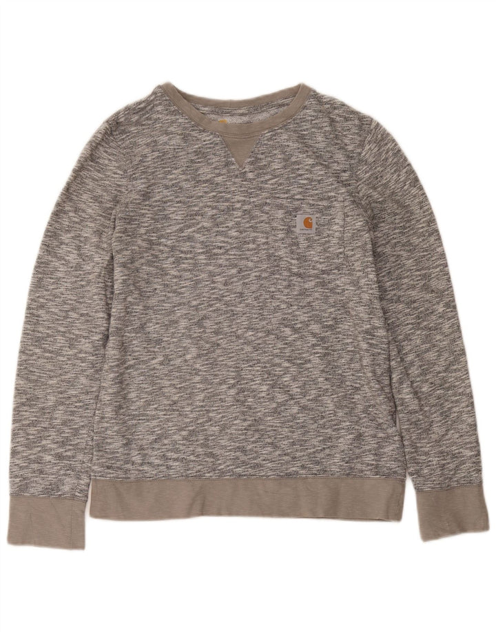 Carhartt Damen Sweatshirt-Pullover US 4/6 Small Grau gefleckte Baumwolle
