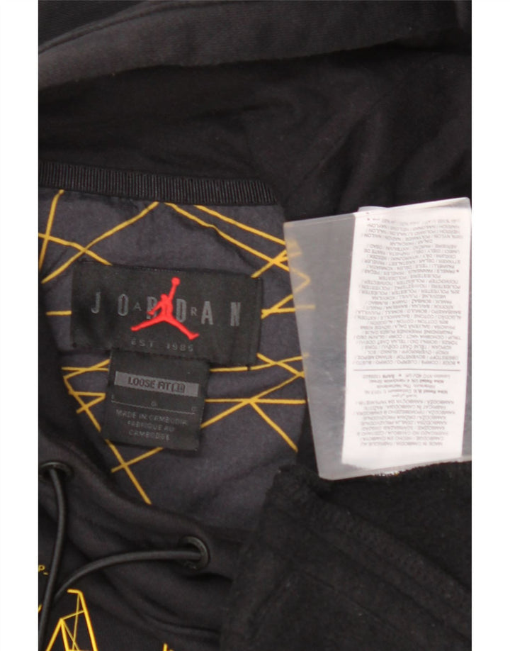 JORDAN Mens Paris Graphic Loose Fit Hoodie Pullover Large Black Geometrisch