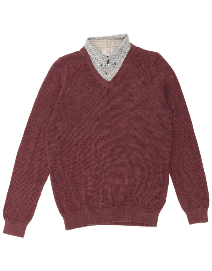 Marks & Spencer Herren-Pullover mit Rollkragen, reguläre Passform, Größe S, Burgunderrot