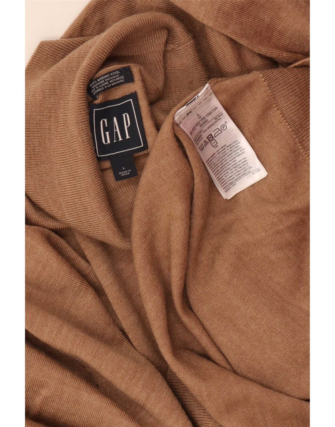 Gap Rollkragenpullover für Herren, groß, beige meliert, Merinowolle