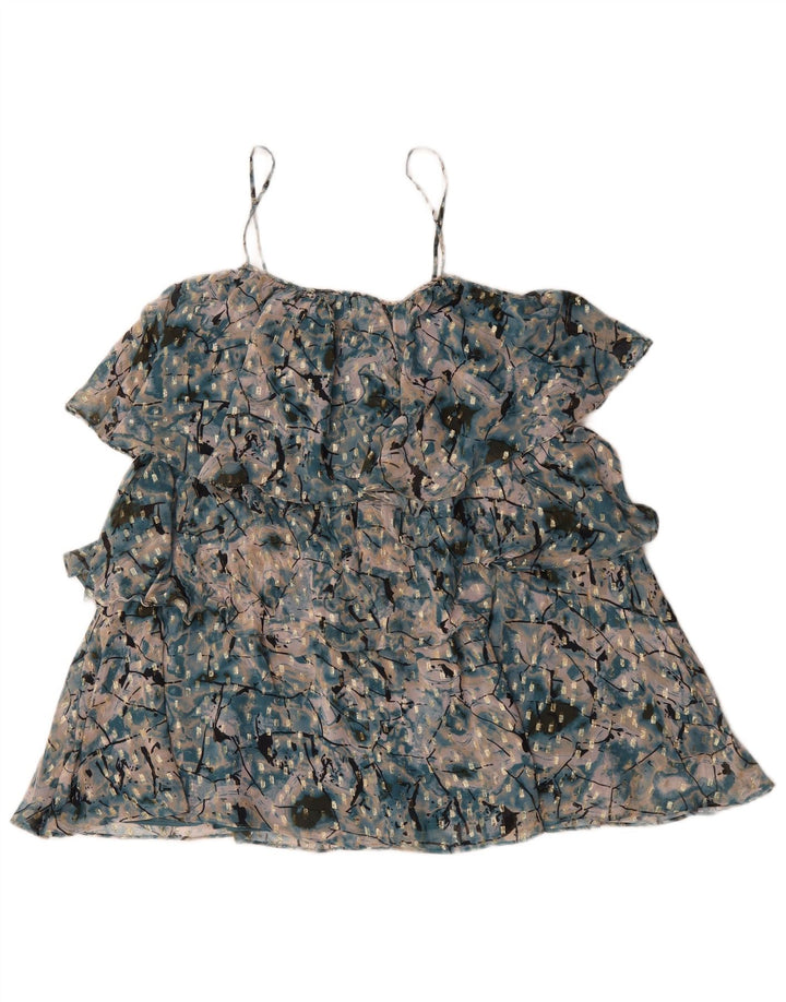 Zara Damen-Kleid mit abstraktem Muster, gestuft, Gr. 46, groß, grün, Polyester