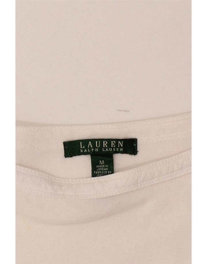 RALPH LAUREN Womens Top 3/4 Sleeve UK 12 Medium White Cotton Vintage Ralph Lauren and Second-Hand Ralph Lauren from Messina Hembry 