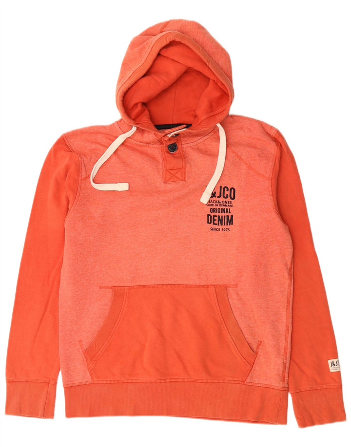 Jack & Jones Herren-Kapuzenpullover mit grafischem Knopfkragen und Farbblockmuster in Mittelrosa