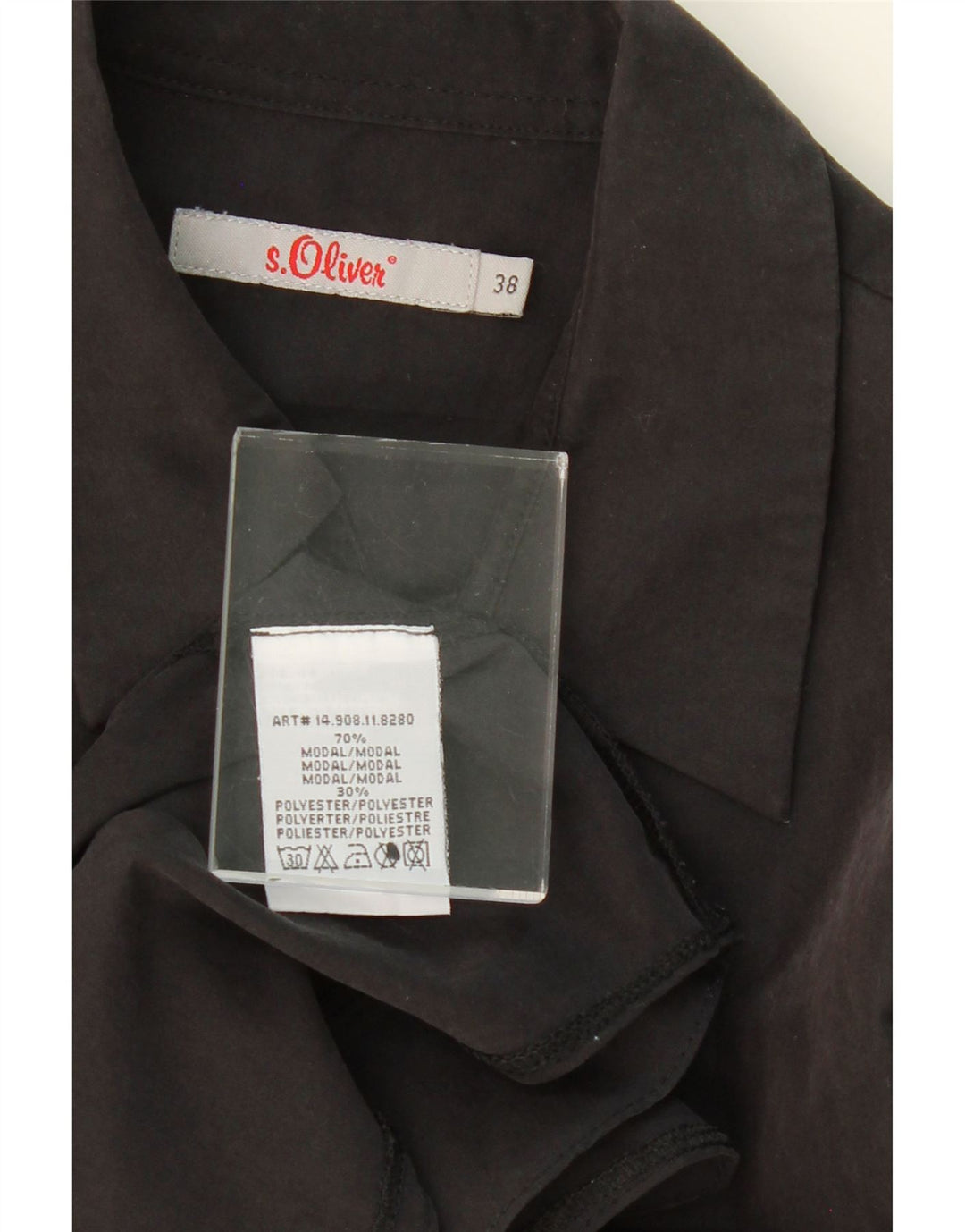 S.OLIVER Womens Shirt EU 38 Medium Black Modal Vintage S.Oliver and Second-Hand S.Oliver from Messina Hembry 