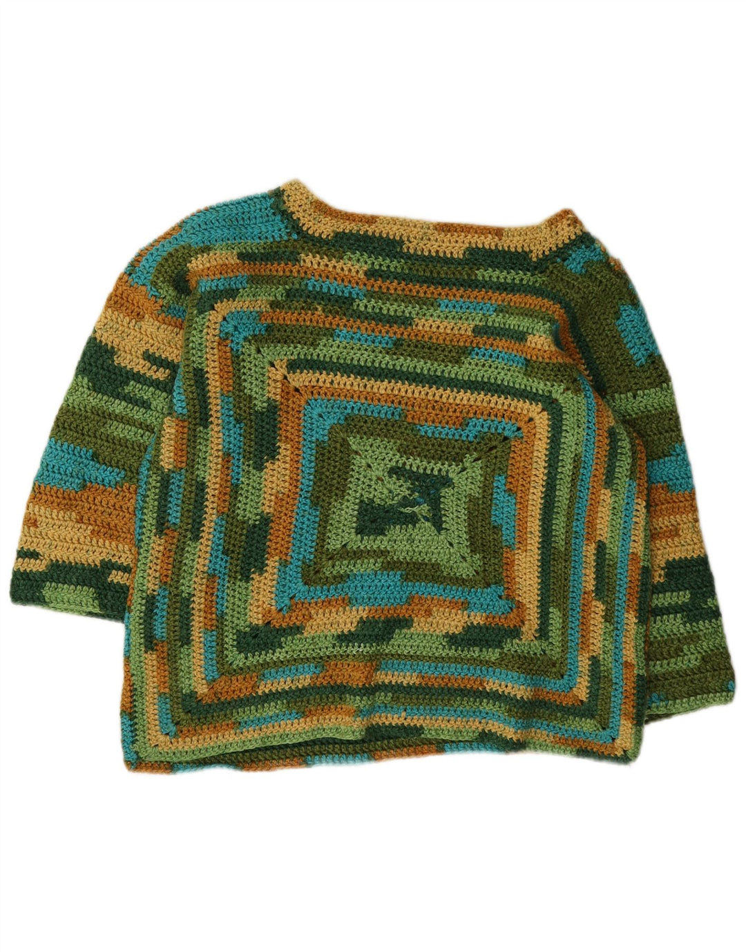 Vintage Damen Pullover mit U-Boot-Ausschnitt, Gr. 14, mittelmehrfarbig