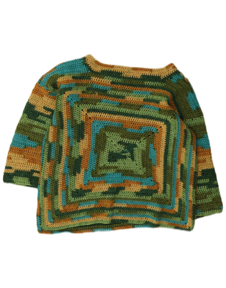 Vintage Damen Pullover mit U-Boot-Ausschnitt, Gr. 14, mittelmehrfarbig