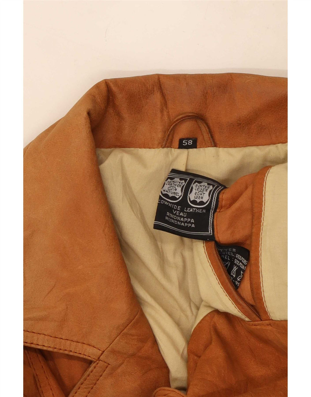 Vintage Herren 3 Knopf Leder Blazer Jacke EU 58 4XL Braun