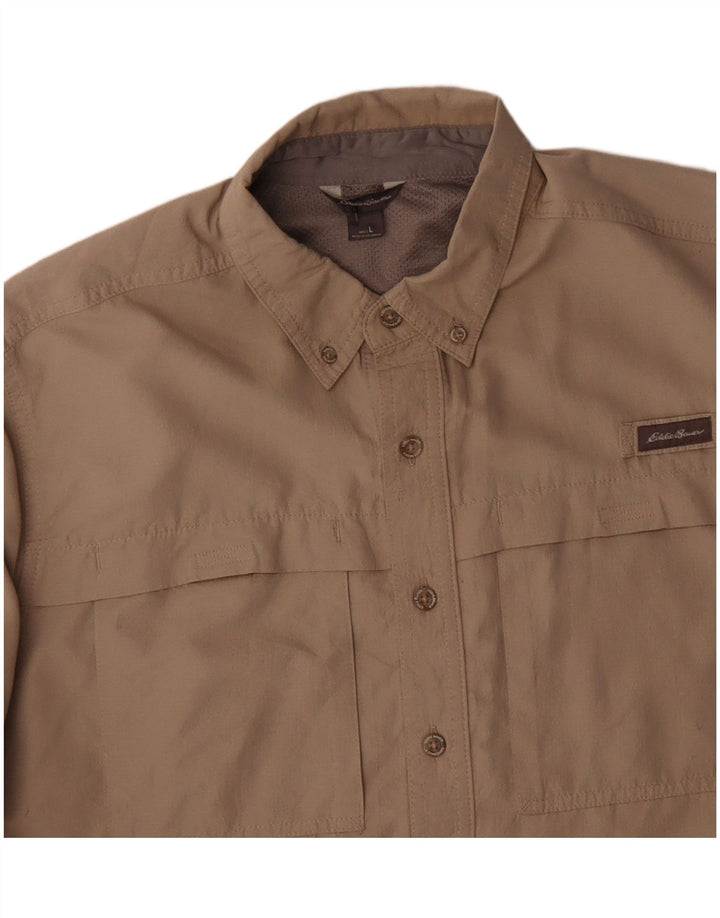 Eddie Bauer Herren-Hemd, groß, beige, Polyester