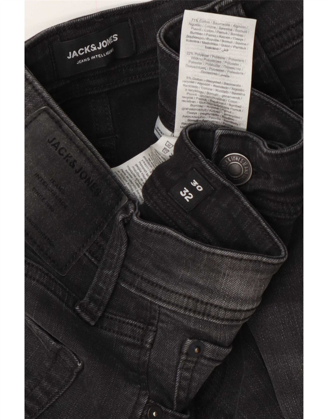 Jack & Jones Herren GLENN Slim Jeans W30 L32 Schwarze Baumwolle