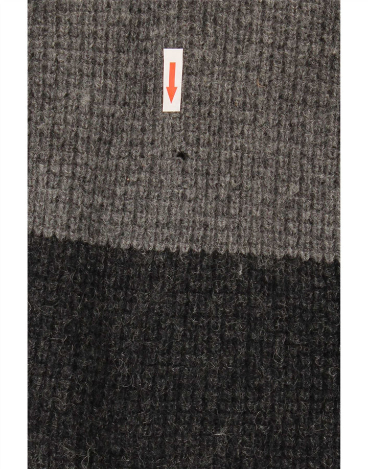 Levi's Herren-Pullover mit V-Ausschnitt, groß, graue Farbblock-Schurwolle