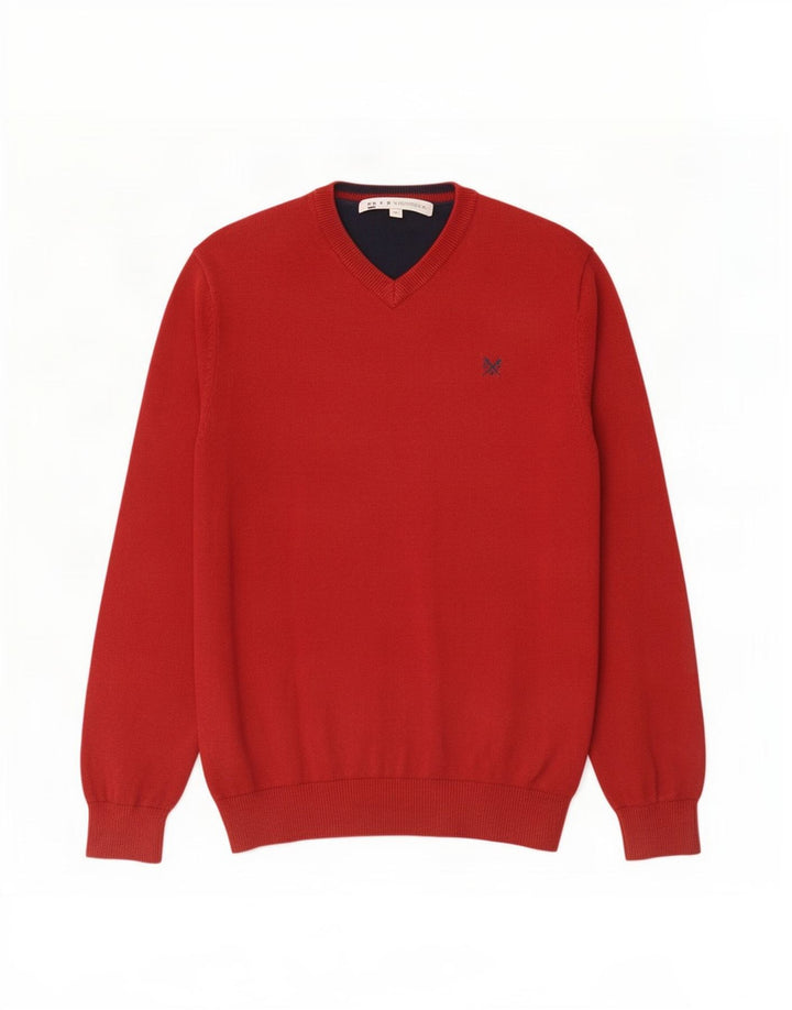 J. Crew Herren-Pullover mit V-Ausschnitt aus mittelroter Baumwolle