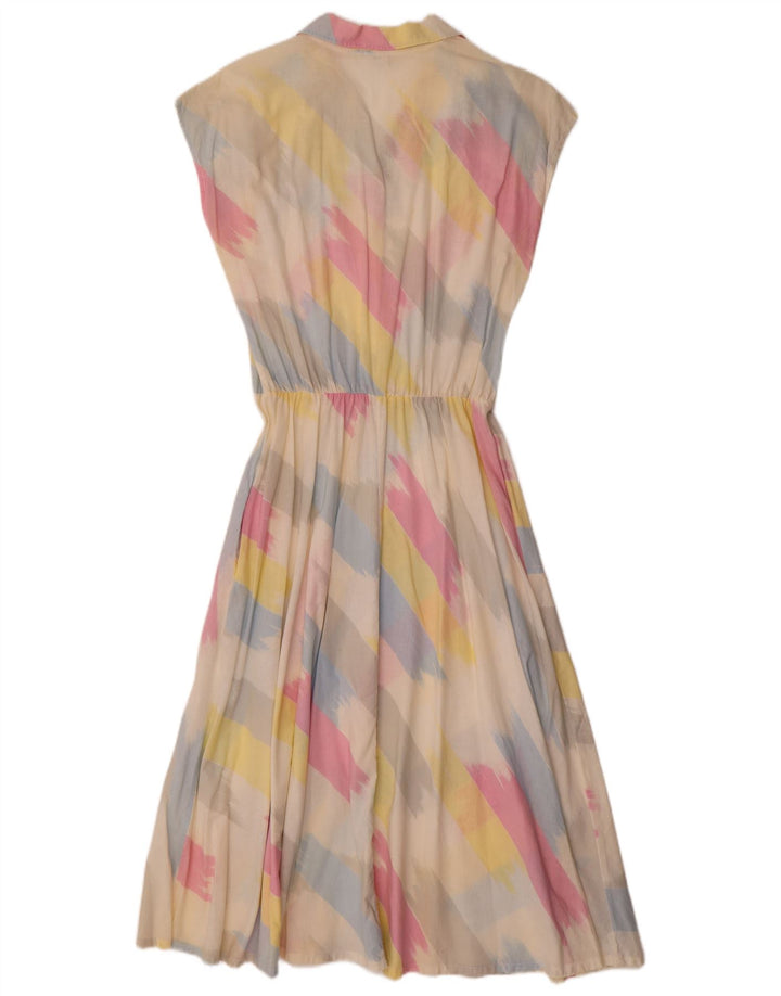 Vintage Damen A-Linie Kleid UK 14 Medium Mehrfarbig gestreift