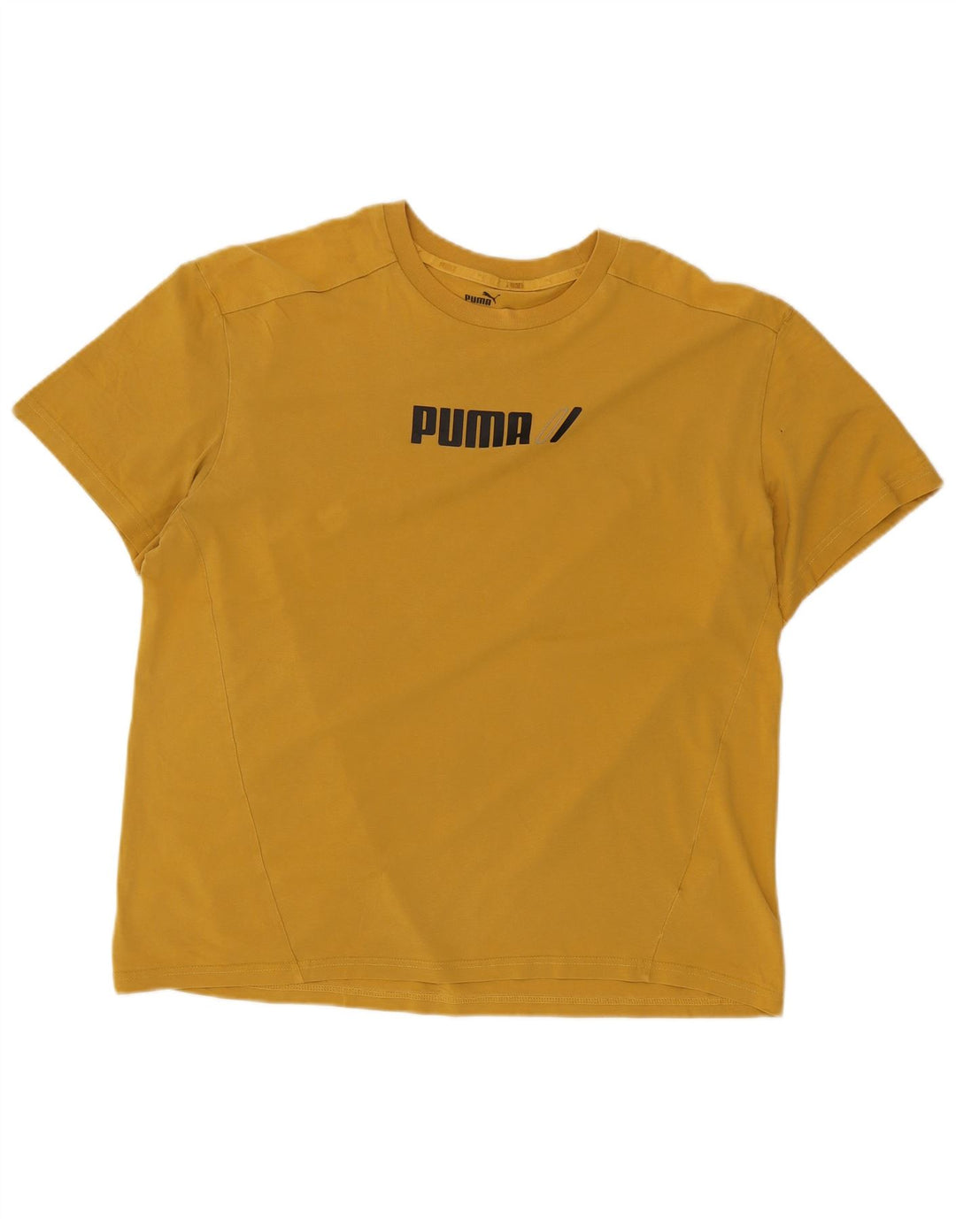 Puma Herren Grafik-T-Shirt-Oberteil, groß, gelbe Baumwolle