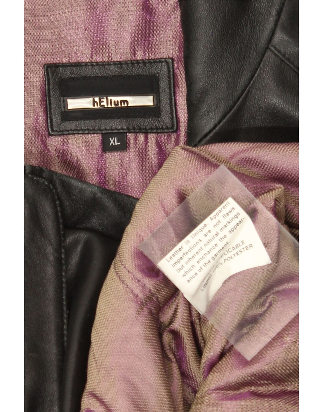 HELIUM Herren Lederjacke UK 42 XL Schwarzes Leder