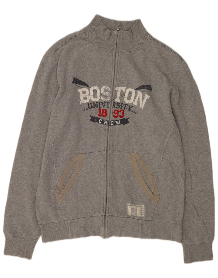 Champion Herren Boston Graphic Trainingsanzug-Oberteil, große graue Baumwolle