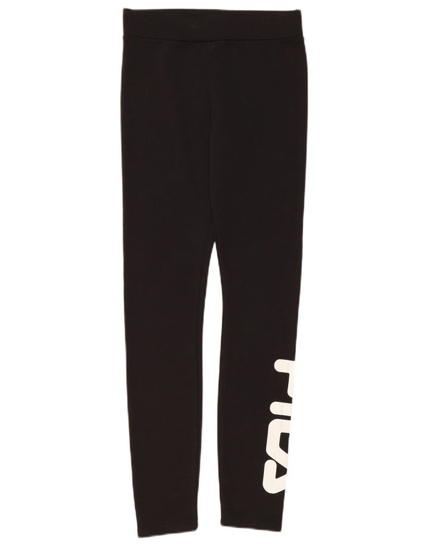 Fila Damen Grafik-Leggings UK 8 Small Schwarz Polyester