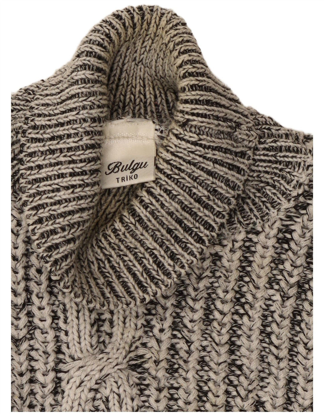 Vintage Damen Rollkragenpullover Pullover UK 16 Groß Grau gestreift