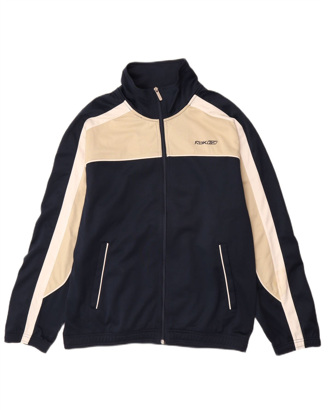 REEBOK Herren-Trainingsanzug-Oberteil, mittleres marineblaues Farbblock-Polyester