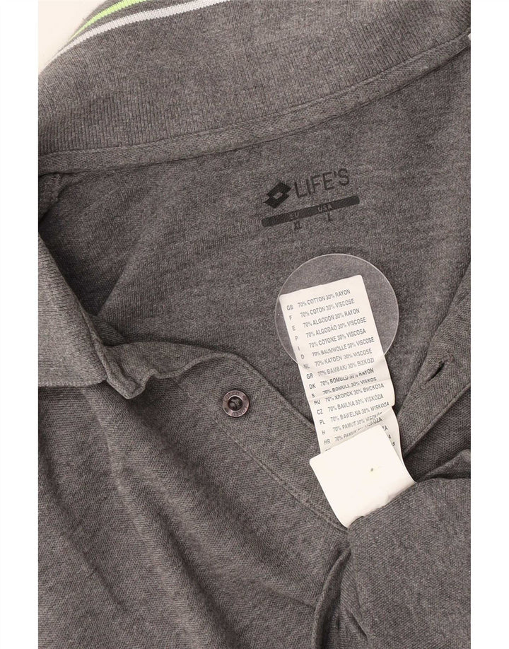 Lotto Herren-Poloshirt, groß, grau gestreift, Baumwolle