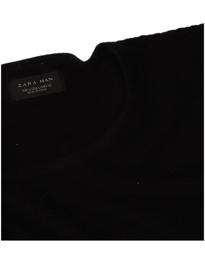 Zara Herren-Pullover mit Rundhalsausschnitt, Größe L, Schwarz