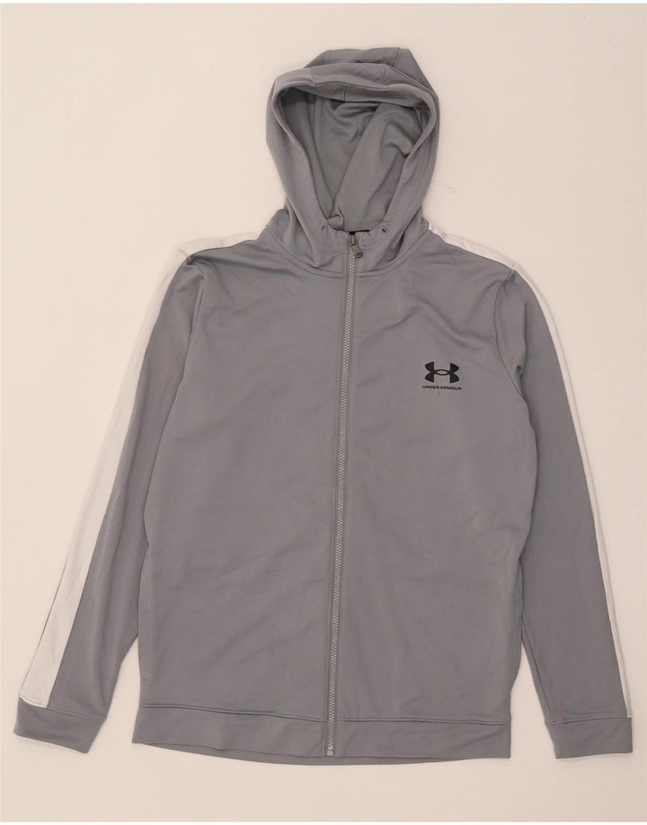 Under Armour Herren-Kapuzenpullover mit Reißverschluss, mittelgraues Farbblock-Polyester