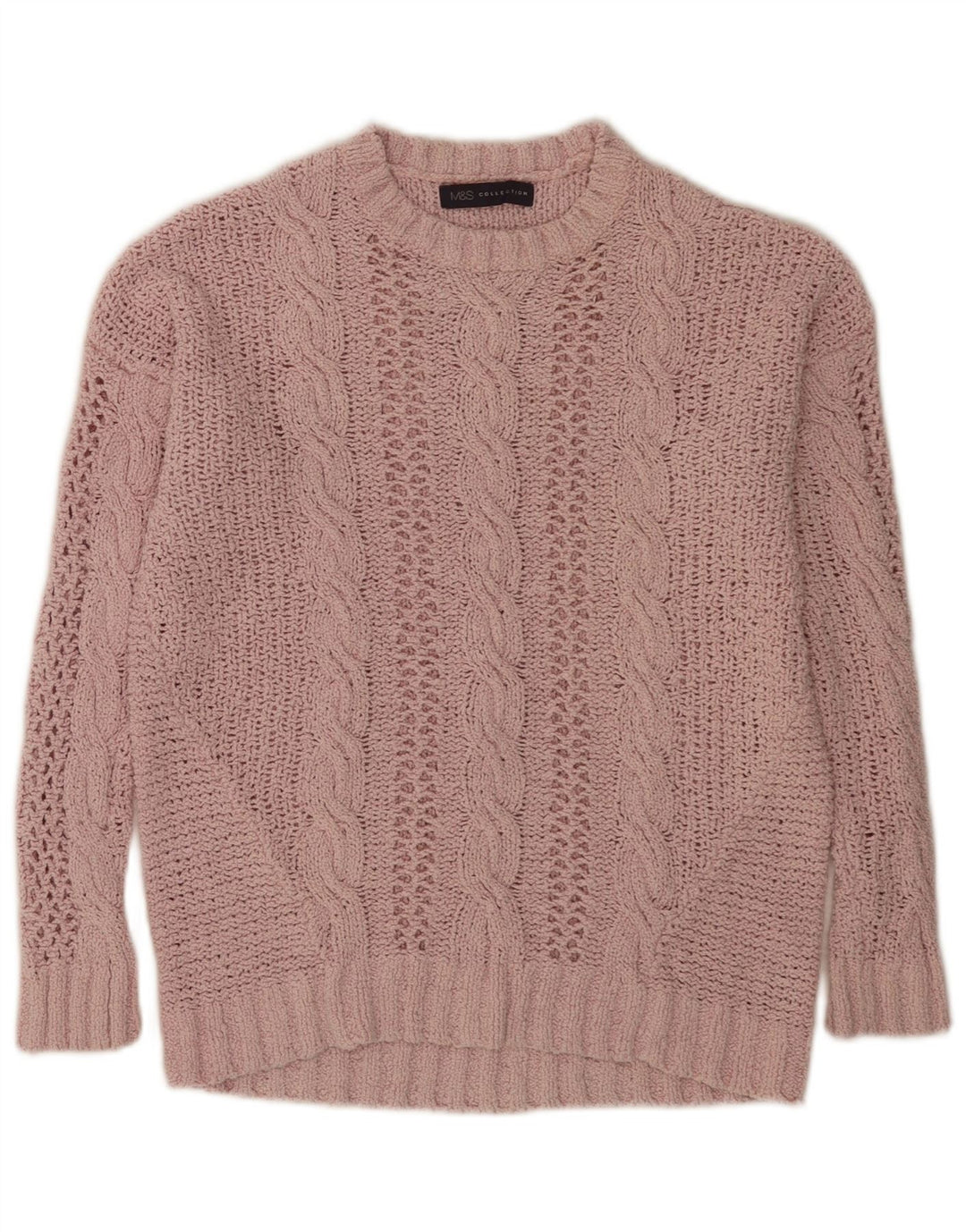 Marks & Spencer Damen-Pullover, übergroß, Rundhalsausschnitt, Gr. 10, Größe S, Rosa