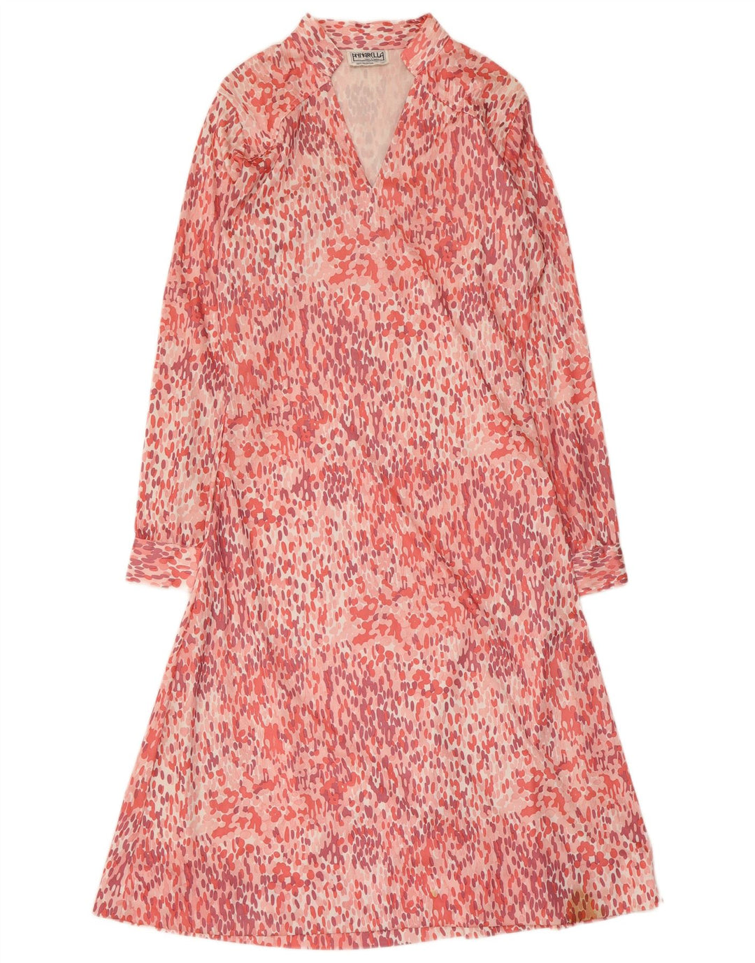 ANNARELLA Langärmliges A-Linien-Kleid für Damen IT 46 Large Pink Spotted