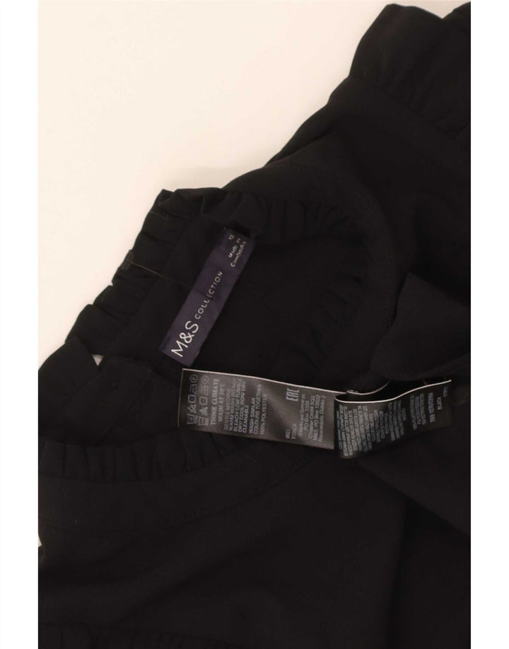 Marks & Spencer Damen Langarm-Etuikleid UK 12 Medium Schwarz