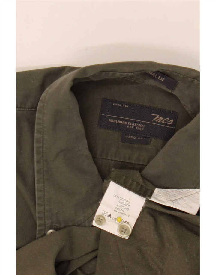 Marlboro Classics Herren-Hemd mit traditioneller Passform, mittlere Khaki-Baumwolle