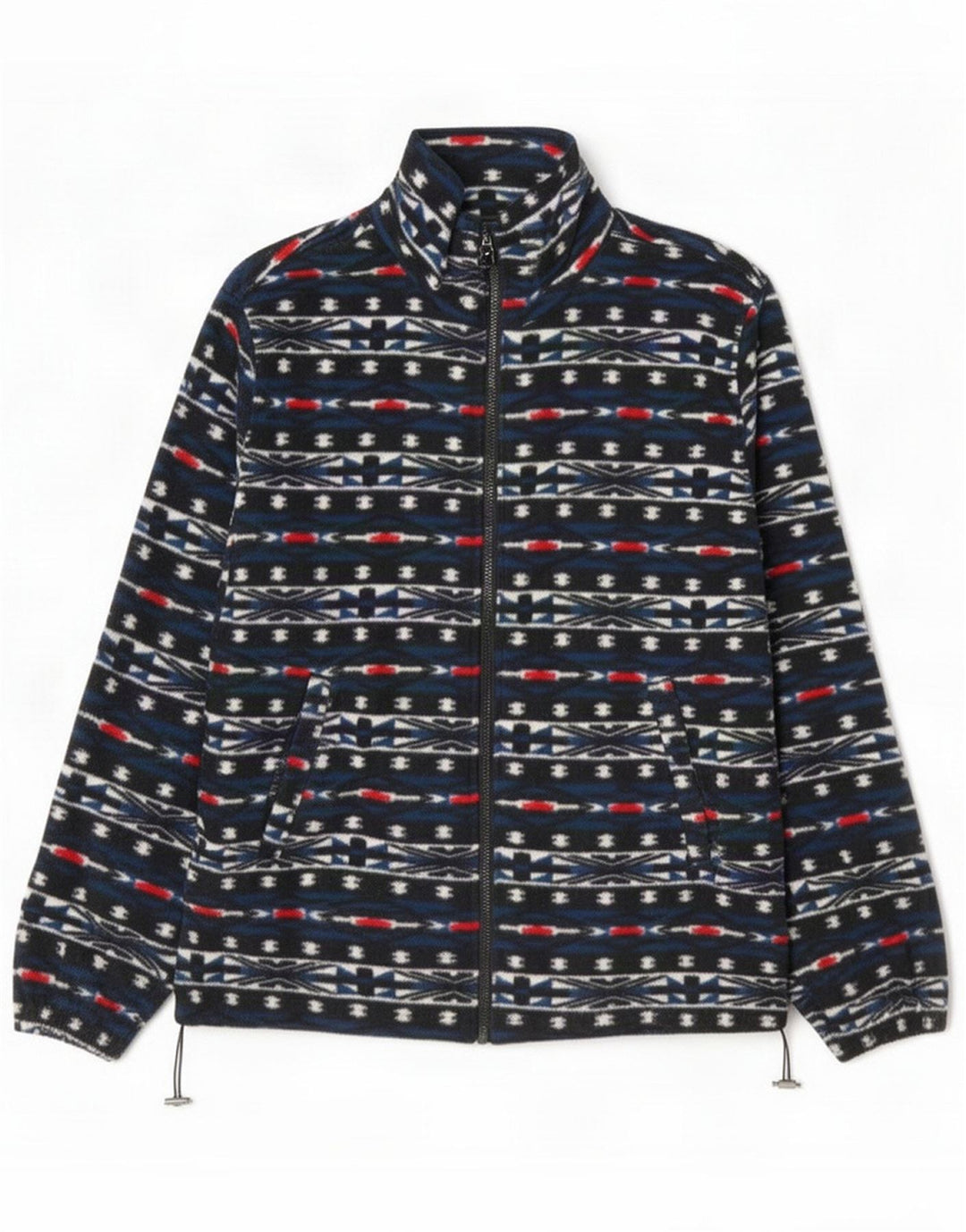 Vintage Herren Fleecejacke UK 40 Large Marineblau Geometrisch Polyester