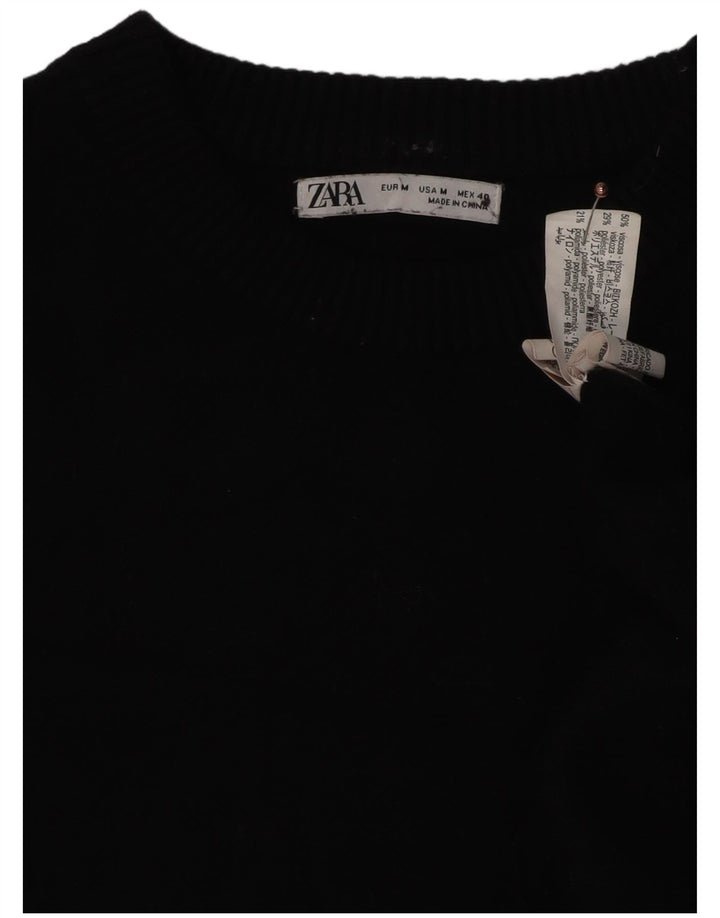 Zara Damen-Pullover mit Rundhalsausschnitt, Gr. 14, mittlere schwarze Viskose